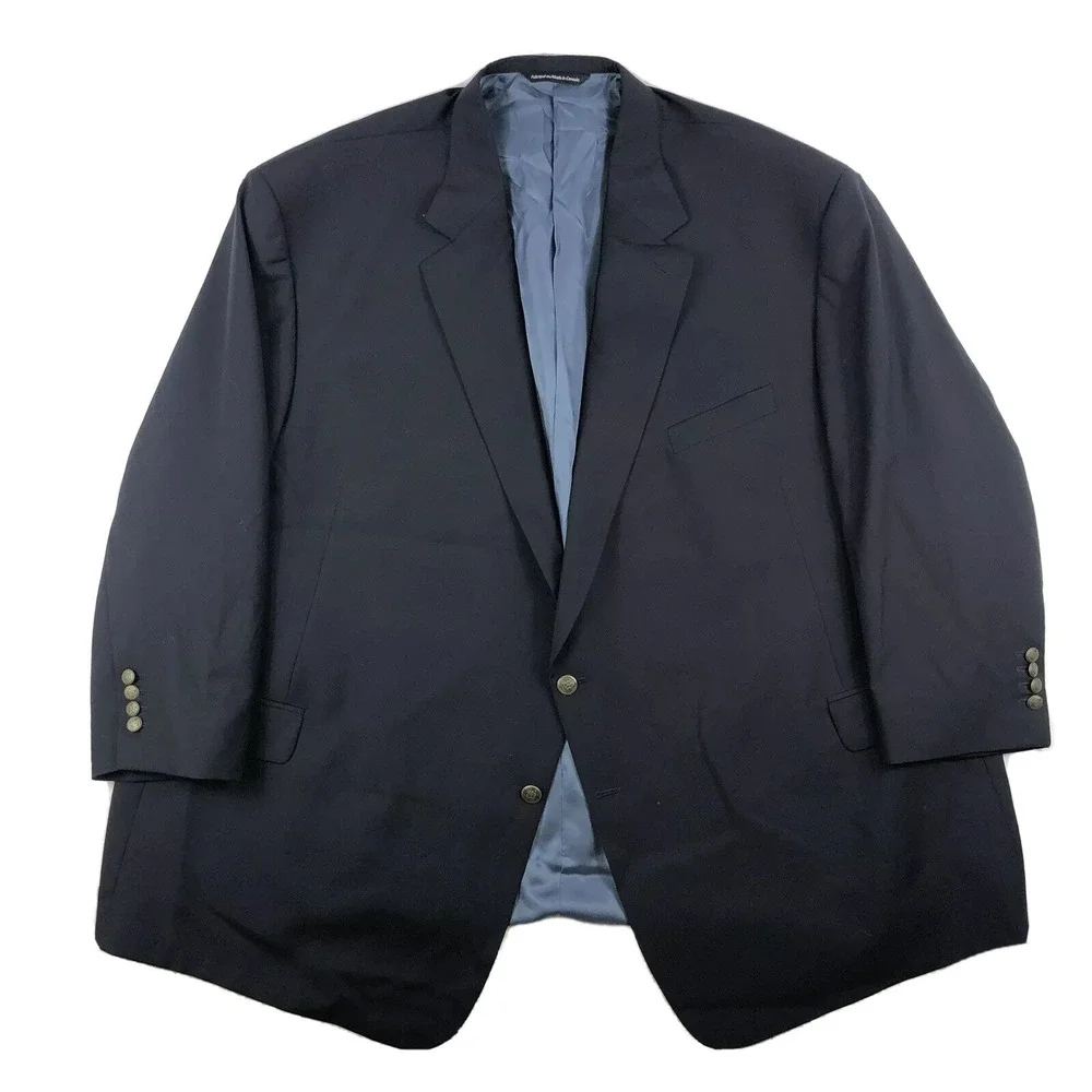 Coppley x Zegna Navy Wool Gold Button Blazer Sport Coat Mens 61R Big & Tall
